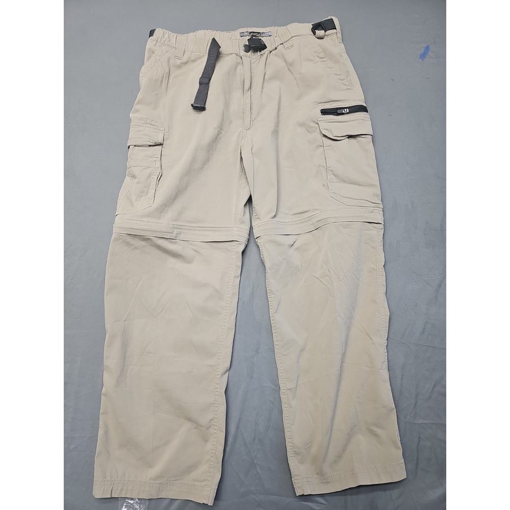 BC Clothing Convertible Pants Mens Size XXL-30 Stretch Sand Tan Cargo Utility